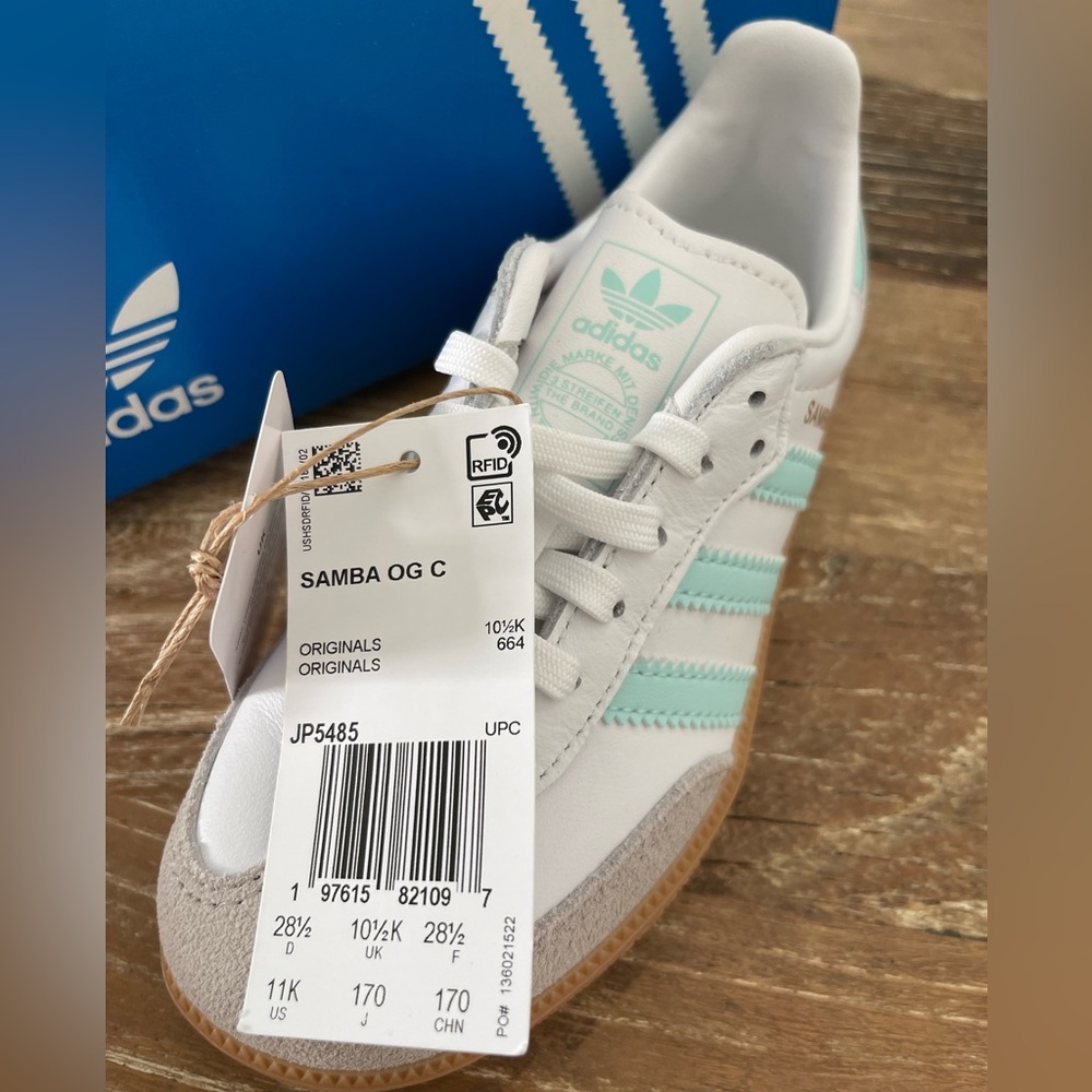 Adidas Samba OG C White and Mint Sneakers